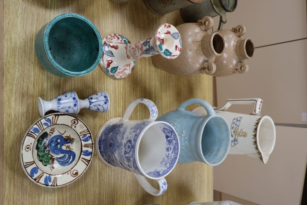 Assorted ceramics and glass, including a pair of Gustavsberg Argenta planters, 33cm diameter (30)